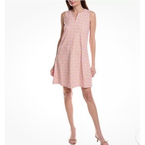 J.McLaughlin Catalina Cloth Shift Dress M Sleeveless Caravelle Pattern Tulip - Picture 3 of 13